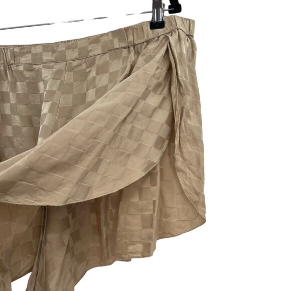 Lunya Silk Checkered Jacquard Silk Short Set Beige Tan Gold Plus Size 1X - Picture 11 of 16
